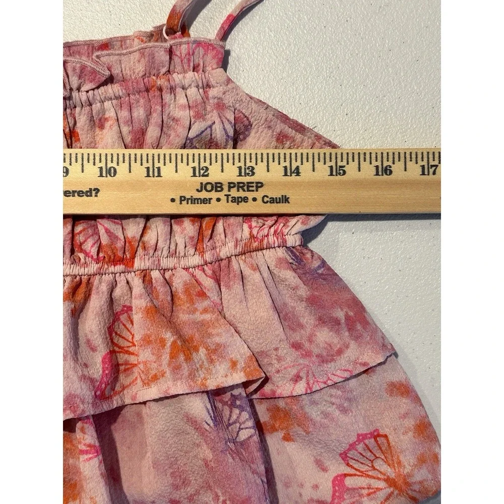 Wild Fable Womens Small Tiered Ruffle Tank Top in Light Pink Butterfly Print - Picture 8 of 12